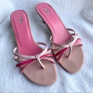 Pink Strap Sandals with Kitten Heel